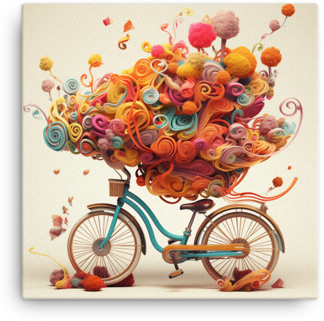 Whimsical Melody of Colors Bicycle Canvas