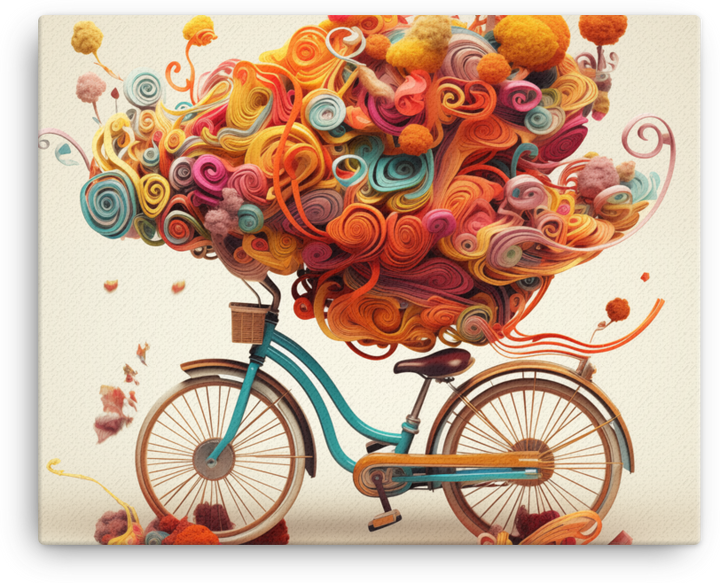 Whimsical Melody of Colors Bicycle Canvas