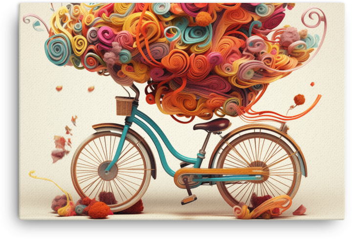 Whimsical Melody of Colors Bicycle Canvas