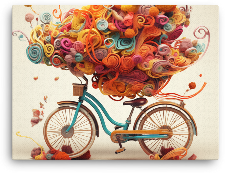 Whimsical Melody of Colors Bicycle Canvas