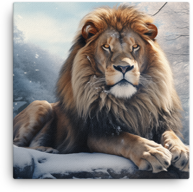 Winter Sovereign Lion Canvas Wall Art