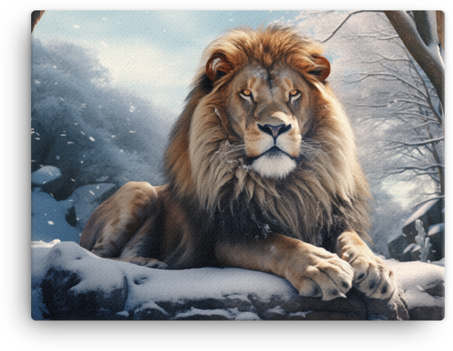 Winter Sovereign Lion Canvas Wall Art