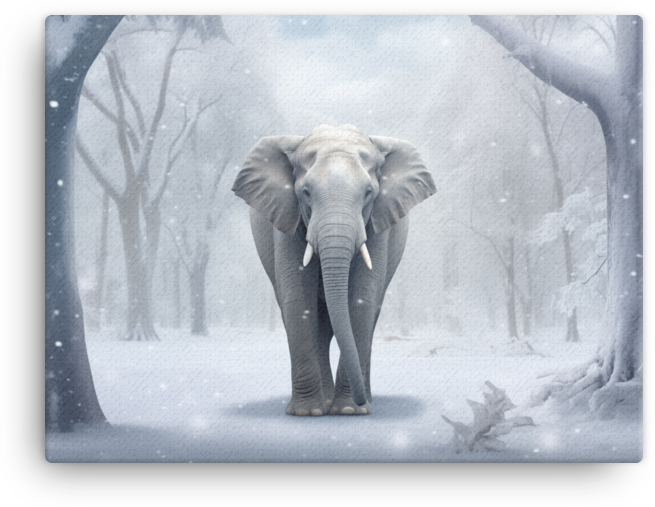 Winter Whisper Elephant Canvas Wall Art
