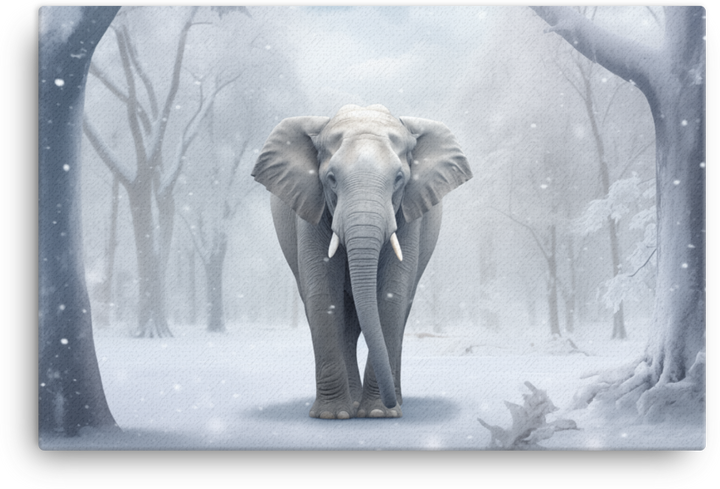 Winter Whisper Elephant Canvas Wall Art