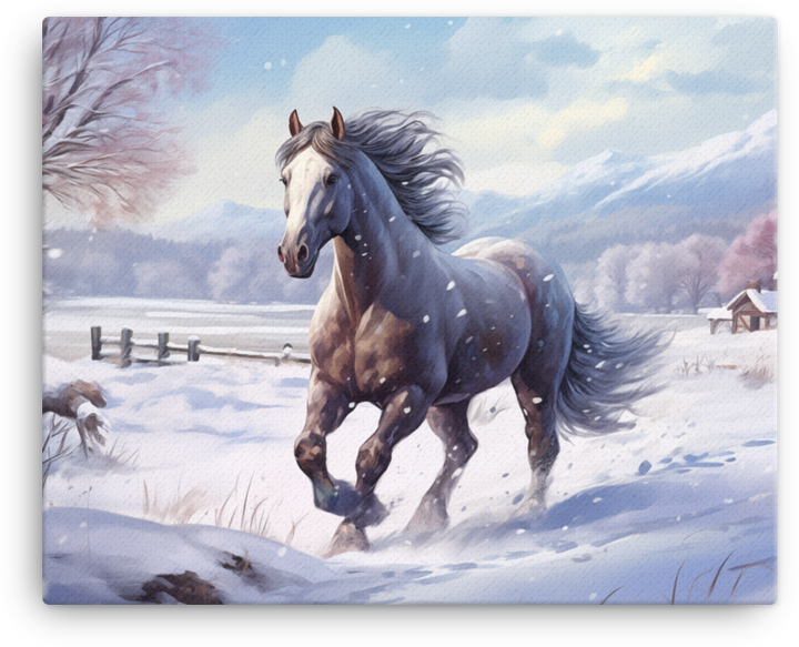 Winter's Grace Horse Canvas Wall Art