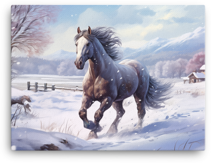 Winter's Grace Horse Canvas Wall Art