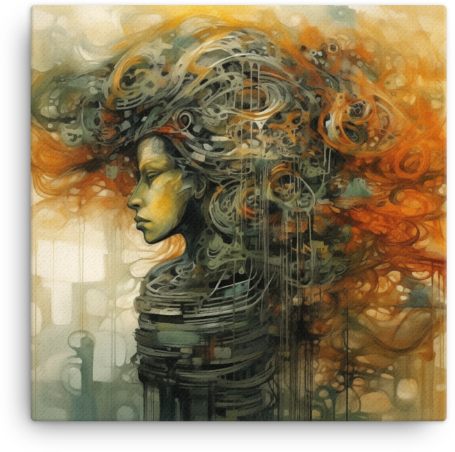 Woman with Swirling Thoughts Canvas