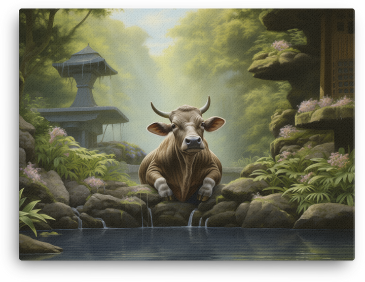 Zen Garden Cow Canvas Wall Art