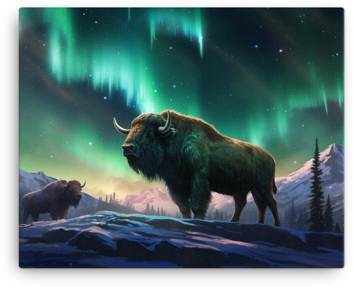 Aurora Wilderness Bison Canvas Wall Art