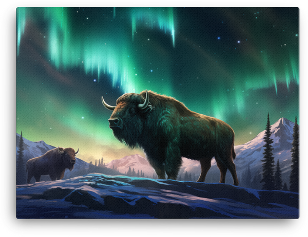 Aurora Wilderness Bison Canvas Wall Art