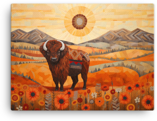 Autumn Serenity Bison Canvas Wall Art