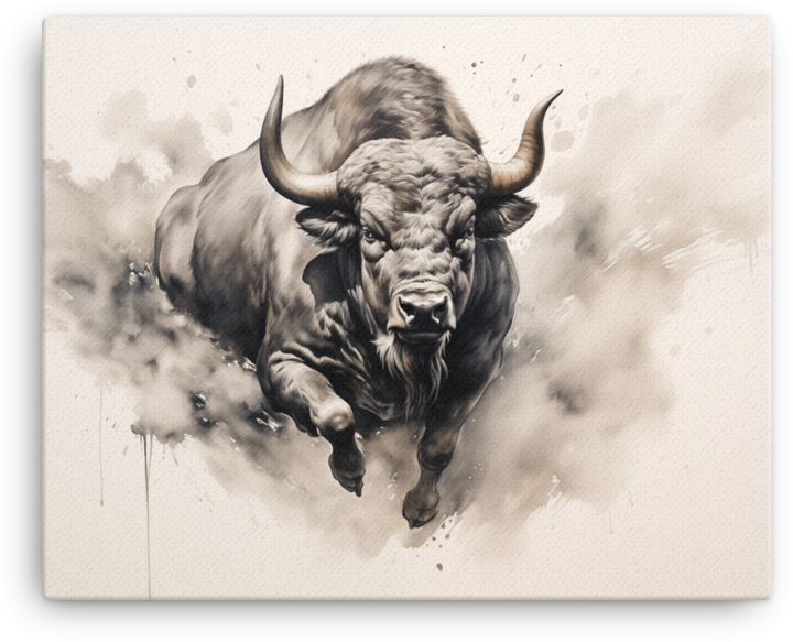 Bison in Dust Canvas Wall Art