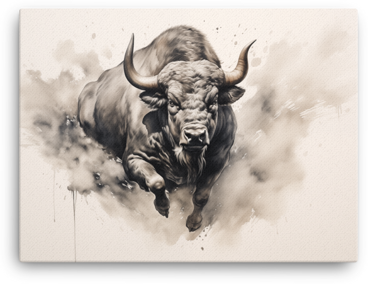 Bison in Dust Canvas Wall Art
