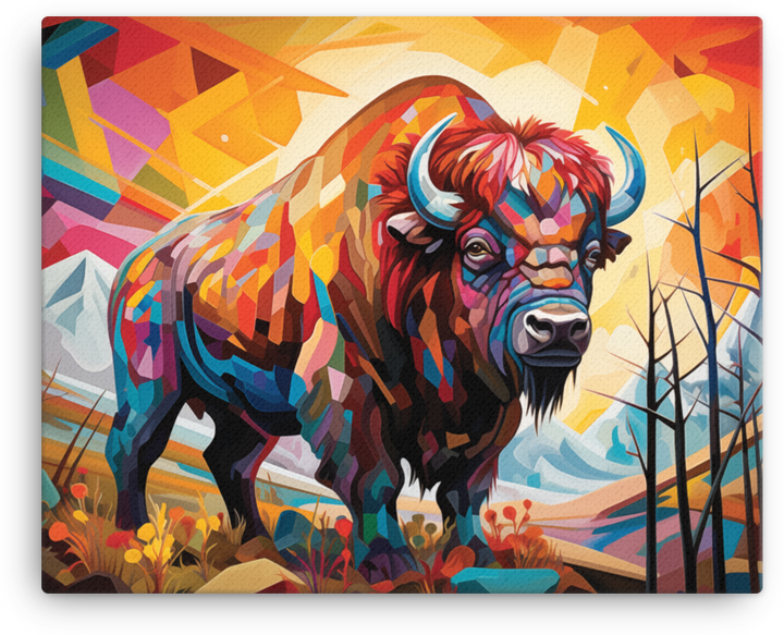 Bison of Vibrant Vistas Canvas Wall Art