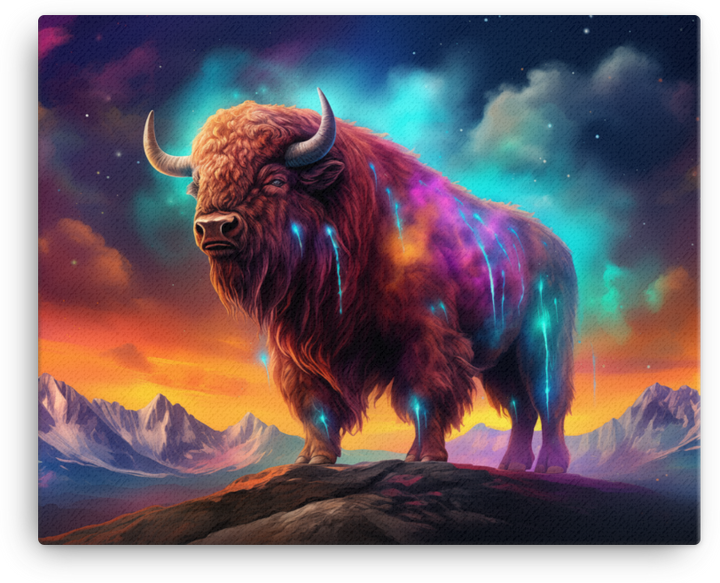 Celestial Bison Dreamscape Canvas Wall Art