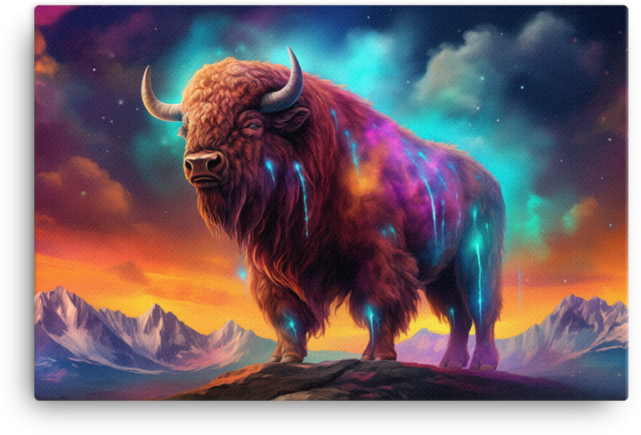Celestial Bison Dreamscape Canvas Wall Art