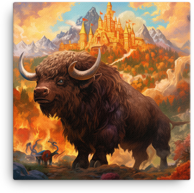 Enchanted Forest Bison Canvas Wall Art