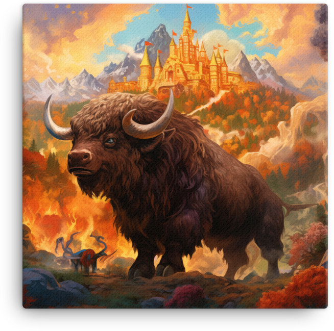 Enchanted Forest Bison Canvas Wall Art