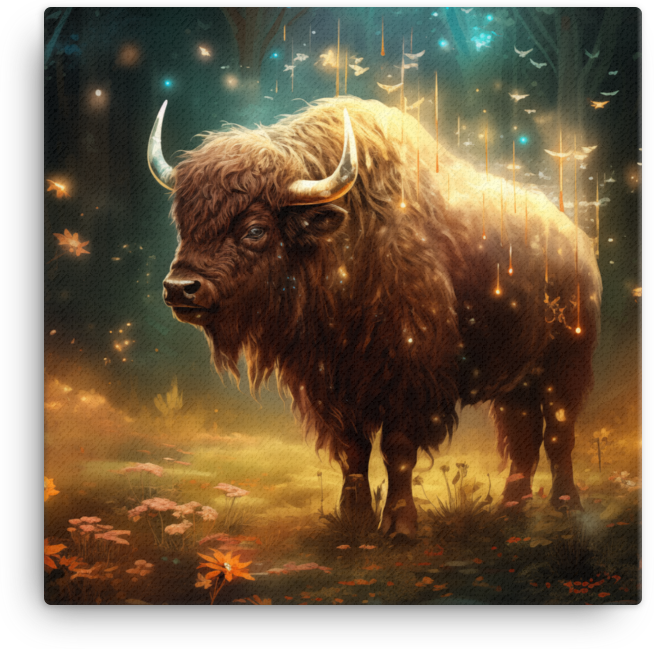 Enchanted Forest Bison Magic Canvas Wall Art