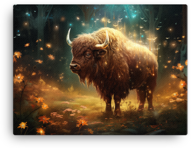 Enchanted Forest Bison Magic Canvas Wall Art