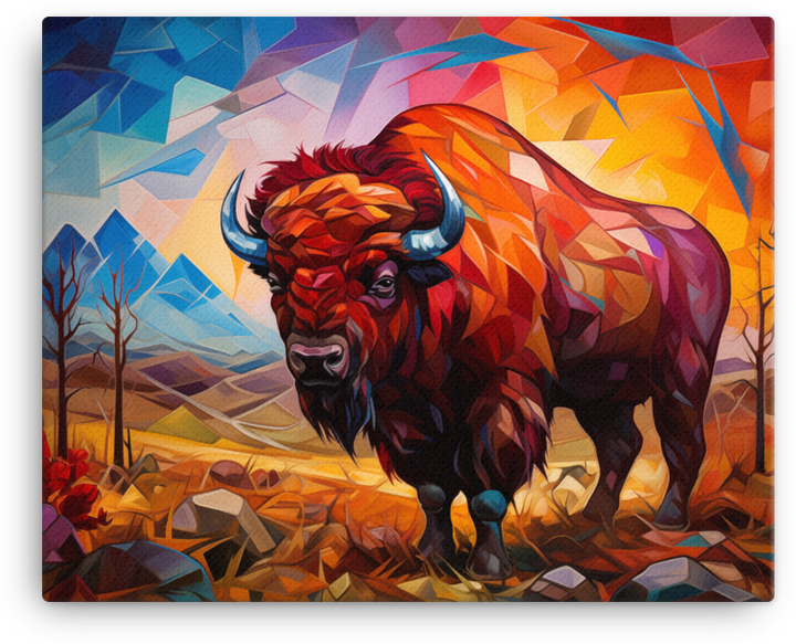 Geometric Wilderness Bison Canvas Wall Art