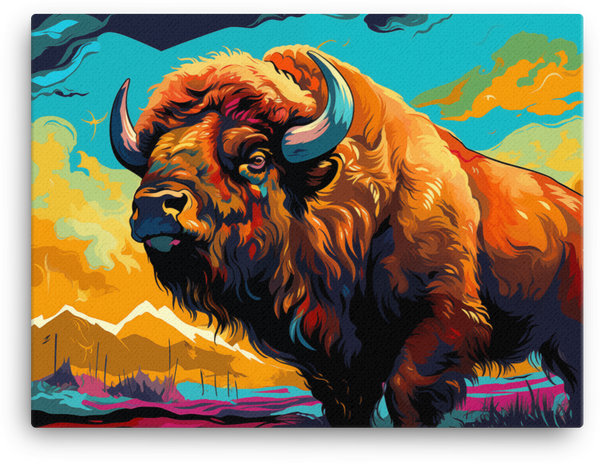 Highland Gaze Bison Canvas Wall Art