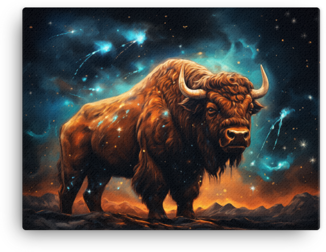 Starry Night Bison Majesty Canvas Wall Art