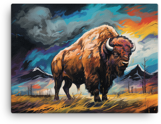 Stormy Skies Bison Canvas Wall Art