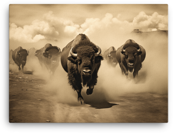 Thundering Herd Bison Canvas Wall Art
