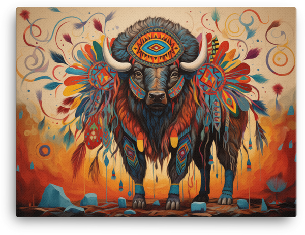 Tribal Spirit Bison Canvas Wall Art