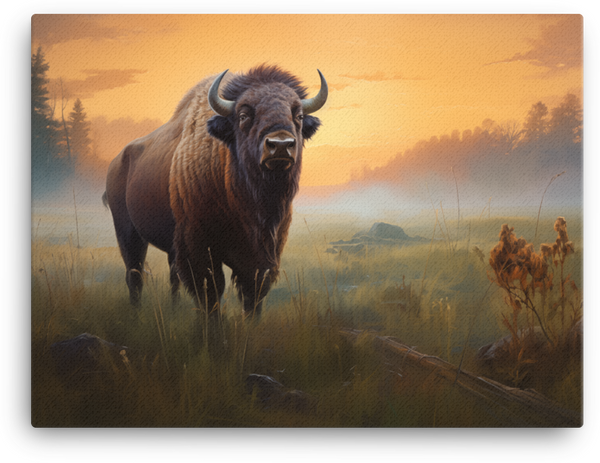 Twilight Prairie Bison Canvas Wall Art