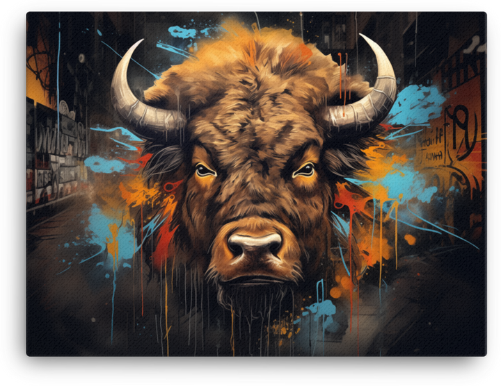 Urban Bison Graffiti Art Canvas Wall Art