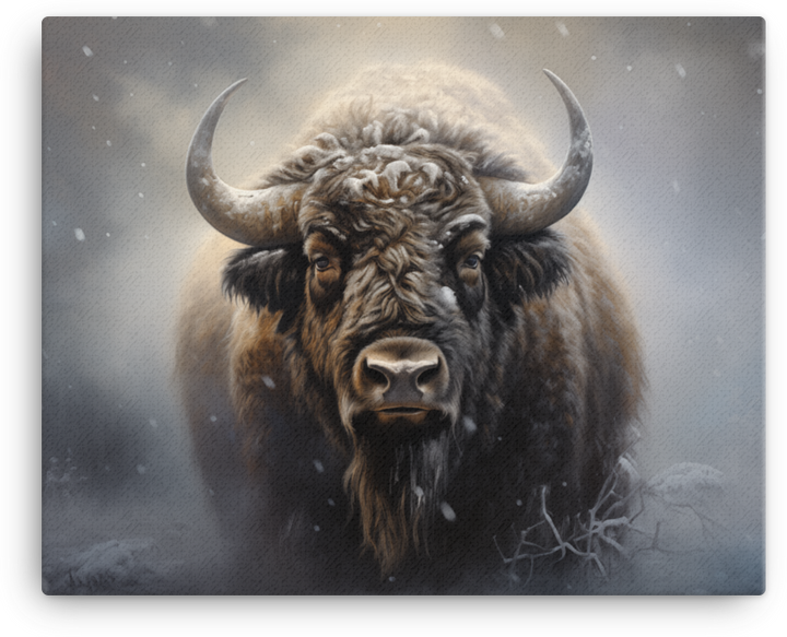 Winter Whisper Bison Canvas Wall Art