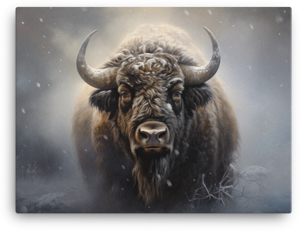 Winter Whisper Bison Canvas Wall Art
